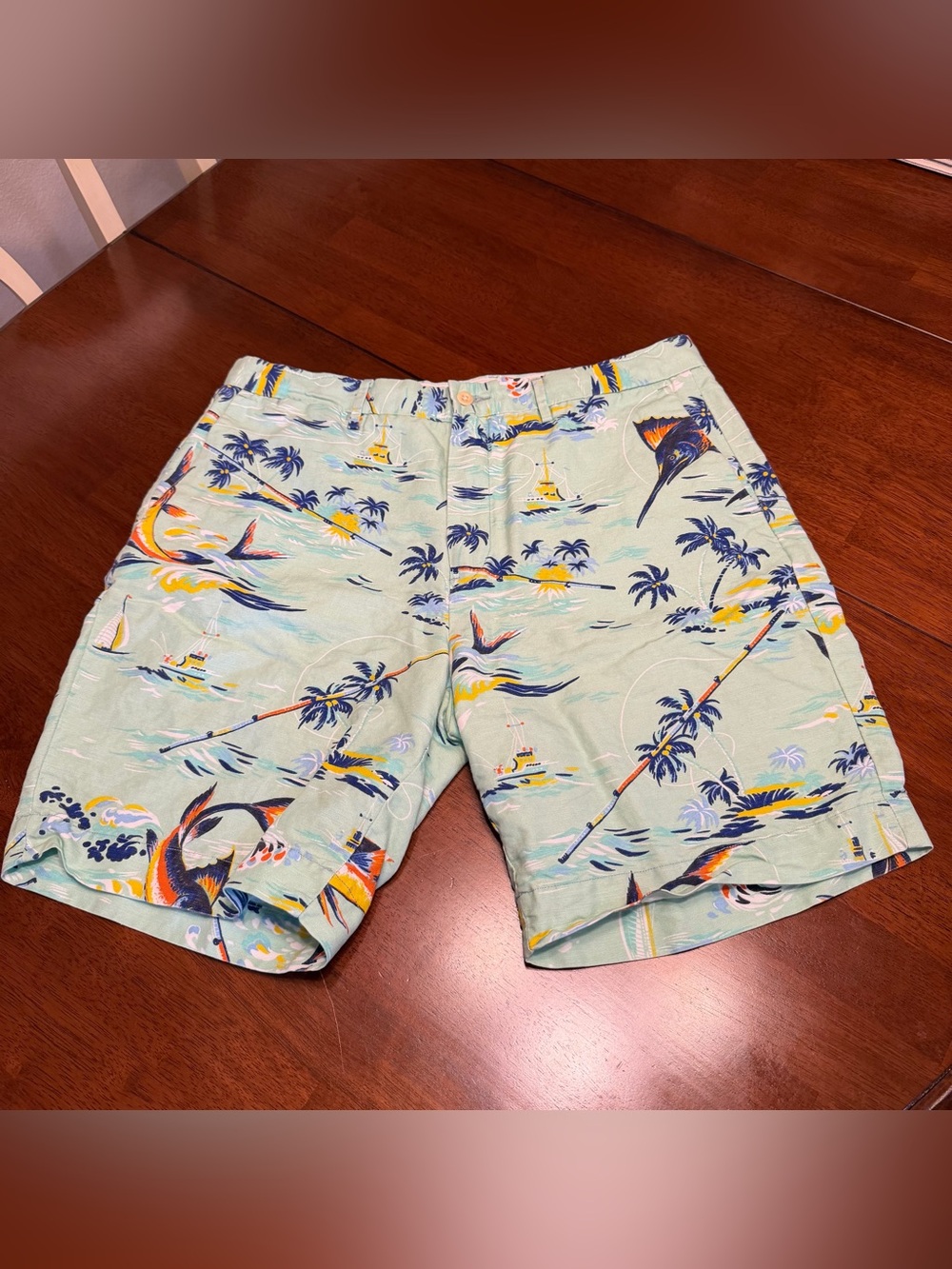 Polo Ralph Lauren Mens Shorts Sz 34X9" Classic Fit Tropical Nautical Linen Blend